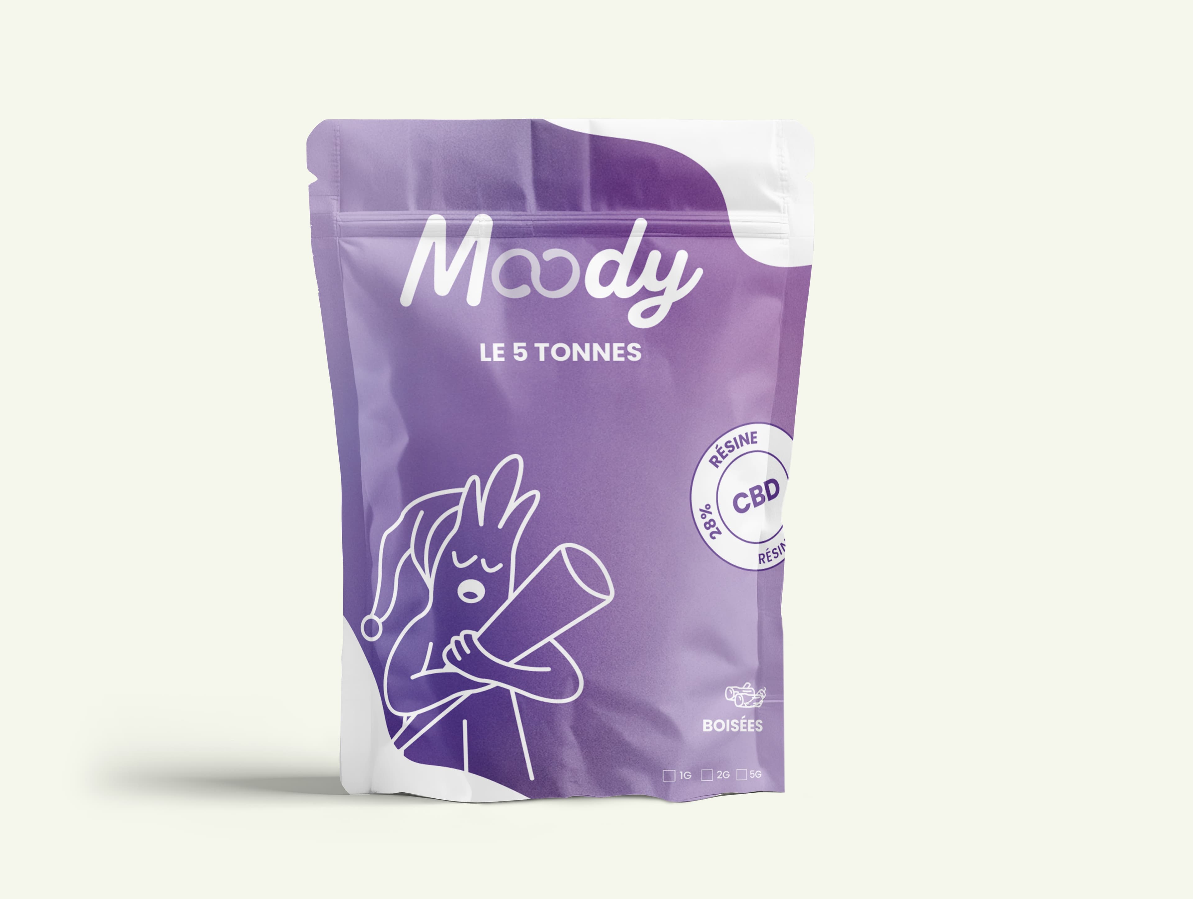 Résine CBD Le 5 Tonnes — 2g Moody Shop — résine CBD ~28% pour détente naturelle