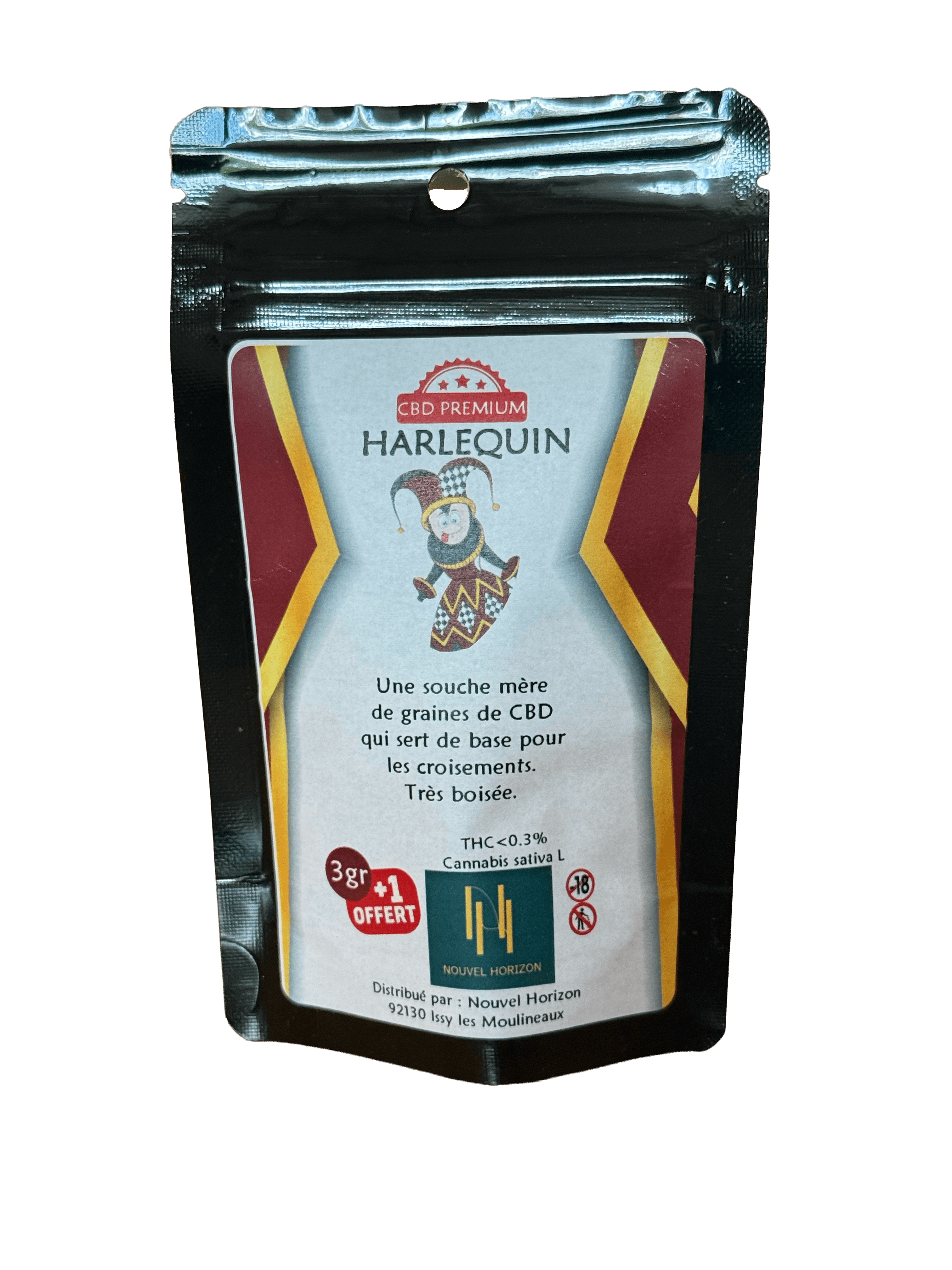 Fleur CBD Harlequin — 4g Moody Shop — fleur CBD sativa équilibrée indoor française ~20% pour détente naturelle anti-stress