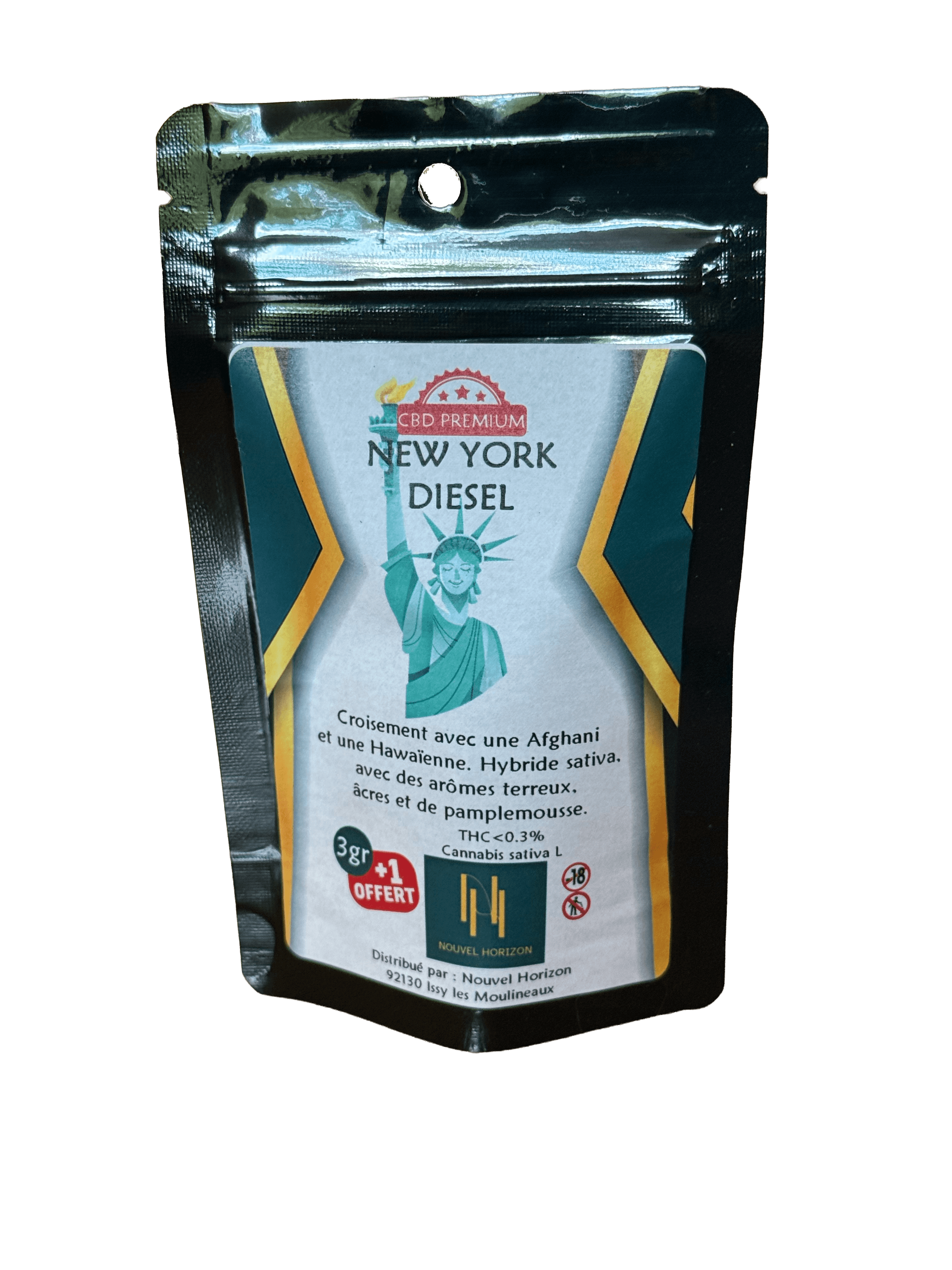 Fleur CBD New York Diesel — 4g Moody Shop — fleur CBD sativa indoor française ~17% pour boost naturel sans nervosité