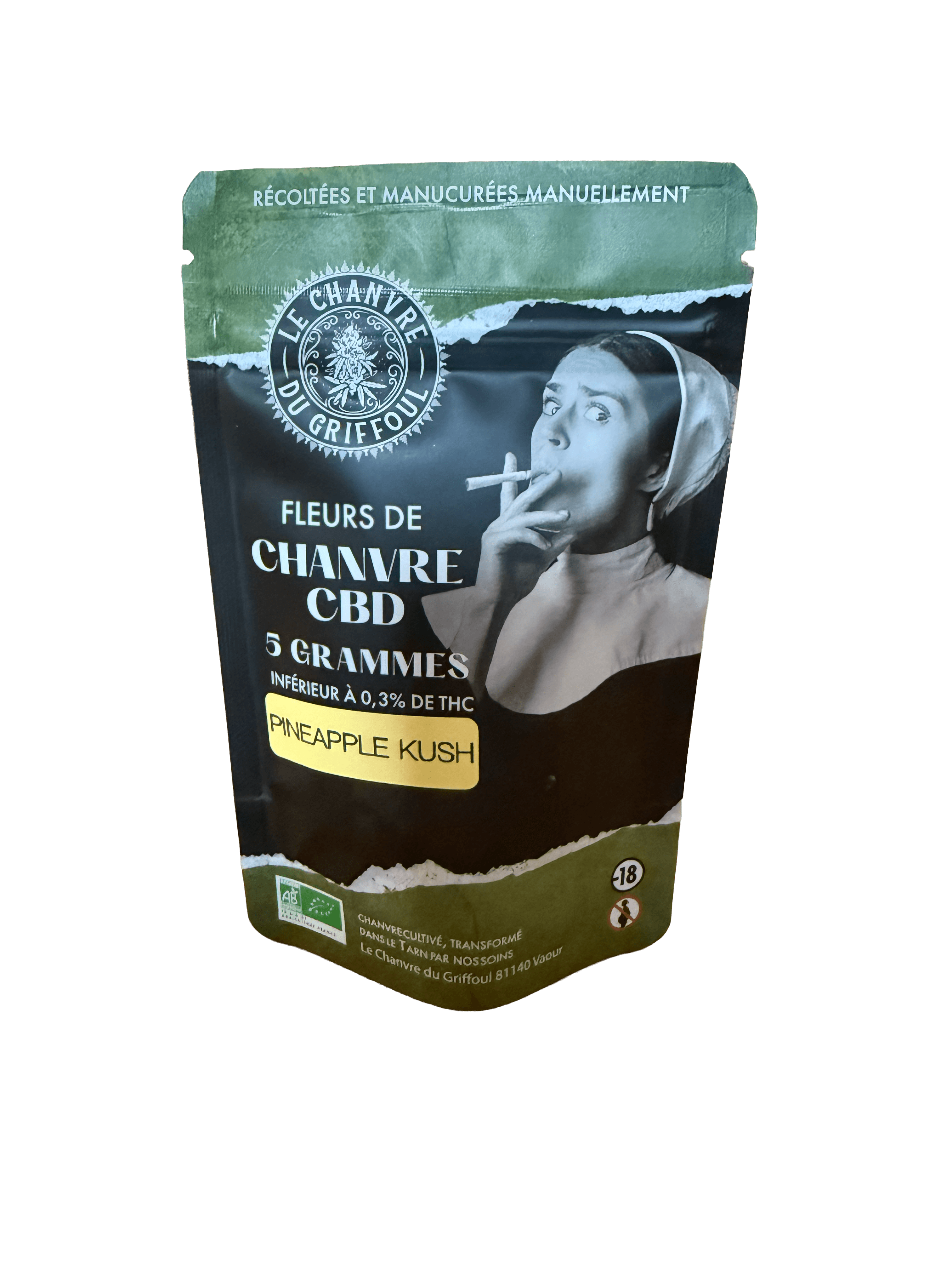 Fleur CBD Pineapple Kush en 5g — fleur CBD indica française Moody Shop, ~7%