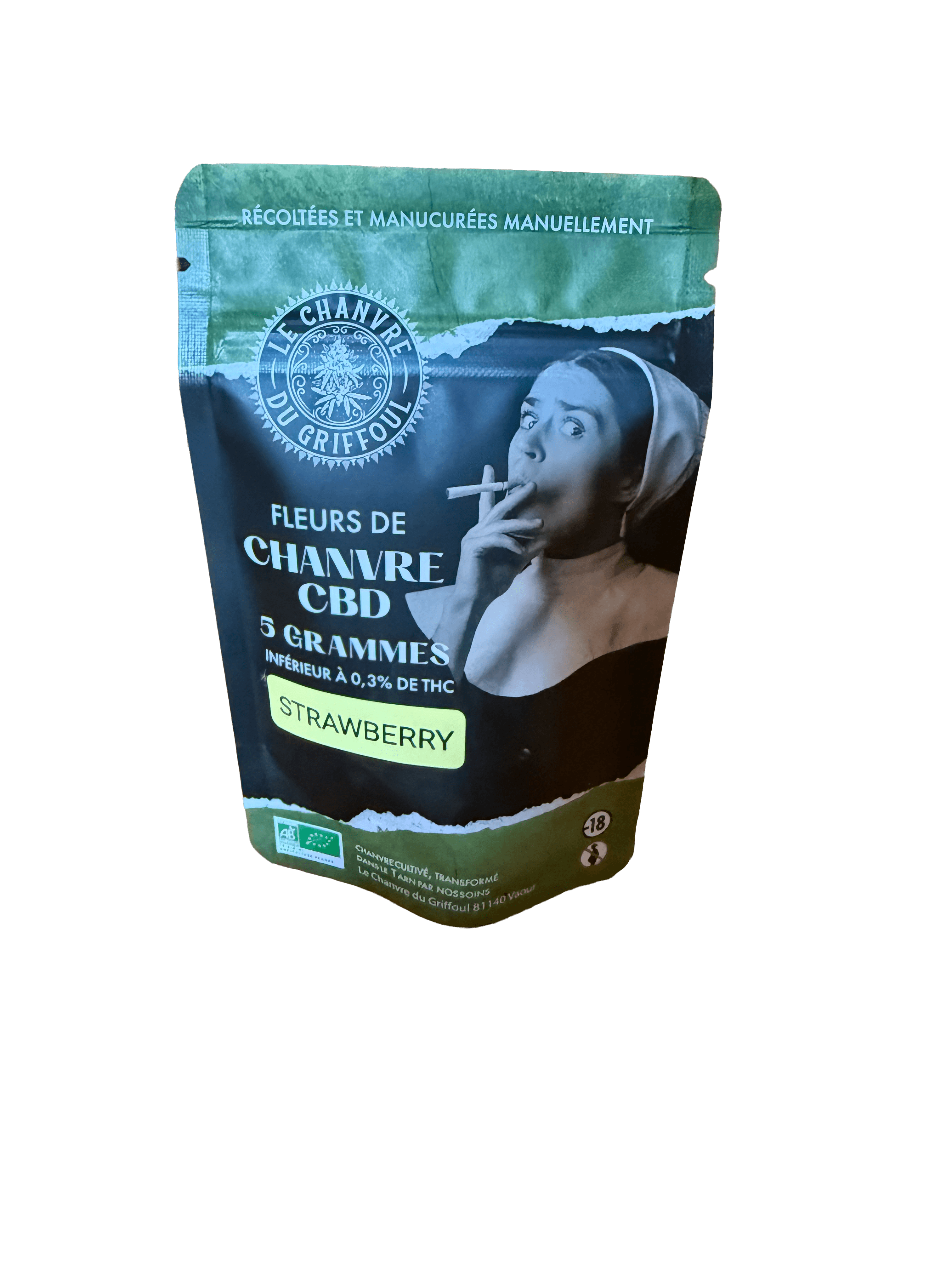 Fleur CBD Strawberry en 5g — fleur CBD hybride française Moody Shop, ~7%