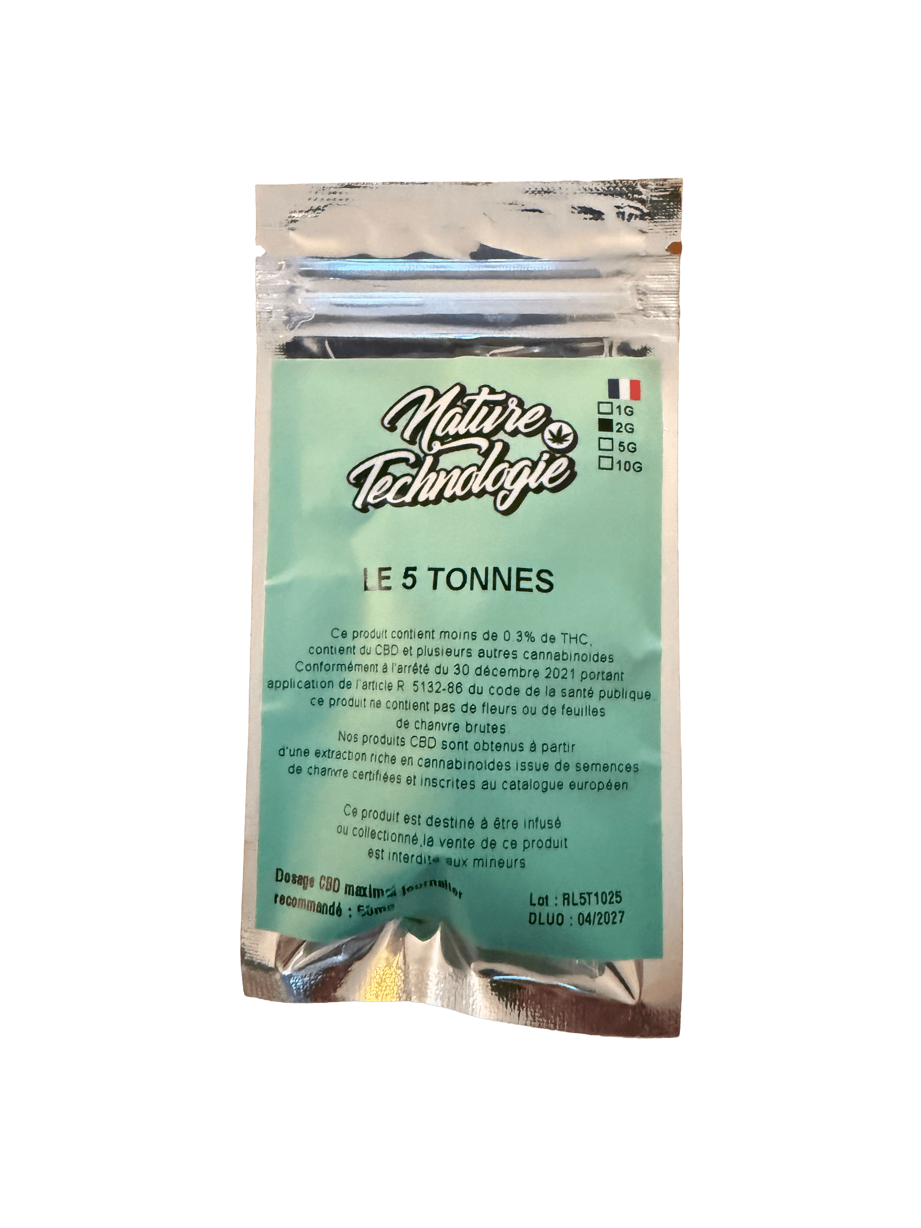 Résine CBD Le 5 Tonnes — 2g Moody Shop — résine CBD ~28% pour détente naturelle